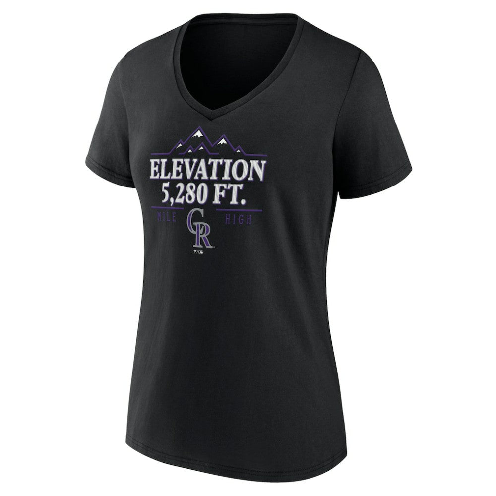 Colorado Rockies Women's Elevation V-Neck T-Shirt Black
