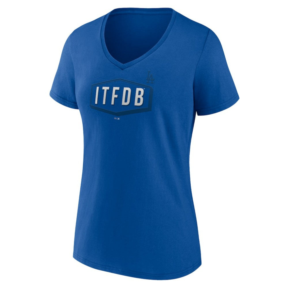 Los Angeles Dodgers Women's ITFDB V-Neck T-Shirt Royal