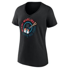 Miami Marlins Women's Let's Go Fish V-Neck T-Shirt Black