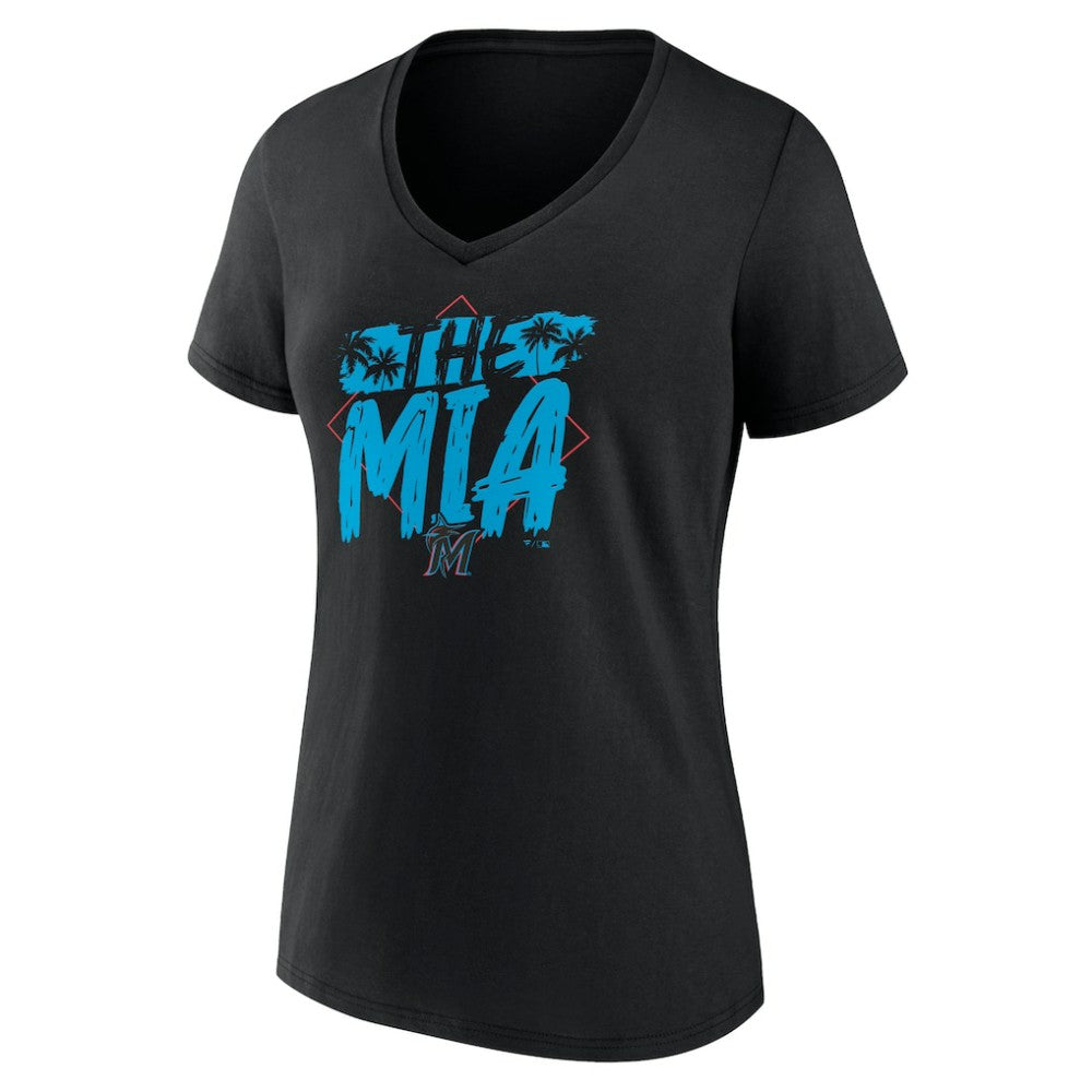 Miami Marlins Women's The MIA V-Neck T-Shirt Black