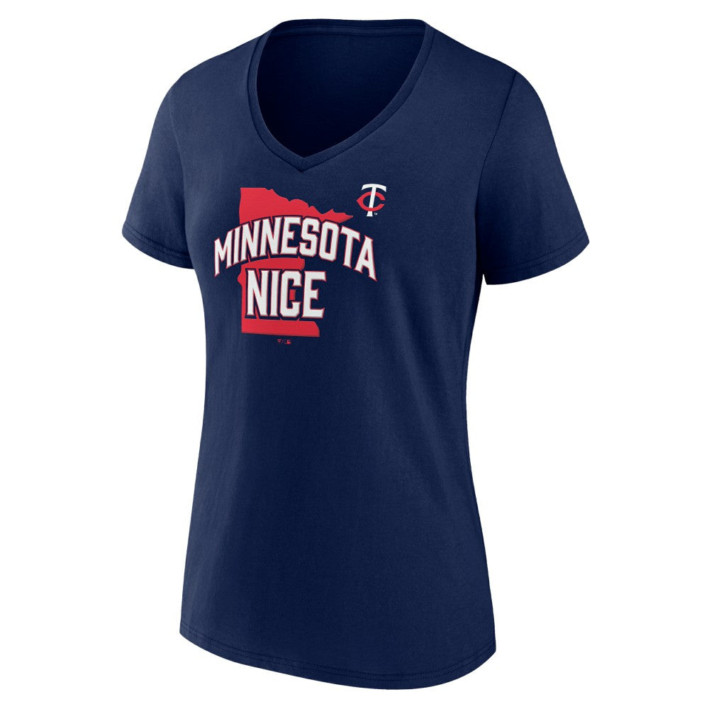 Minnesota Twins Women's Nice V-Neck T-Shirt Navy