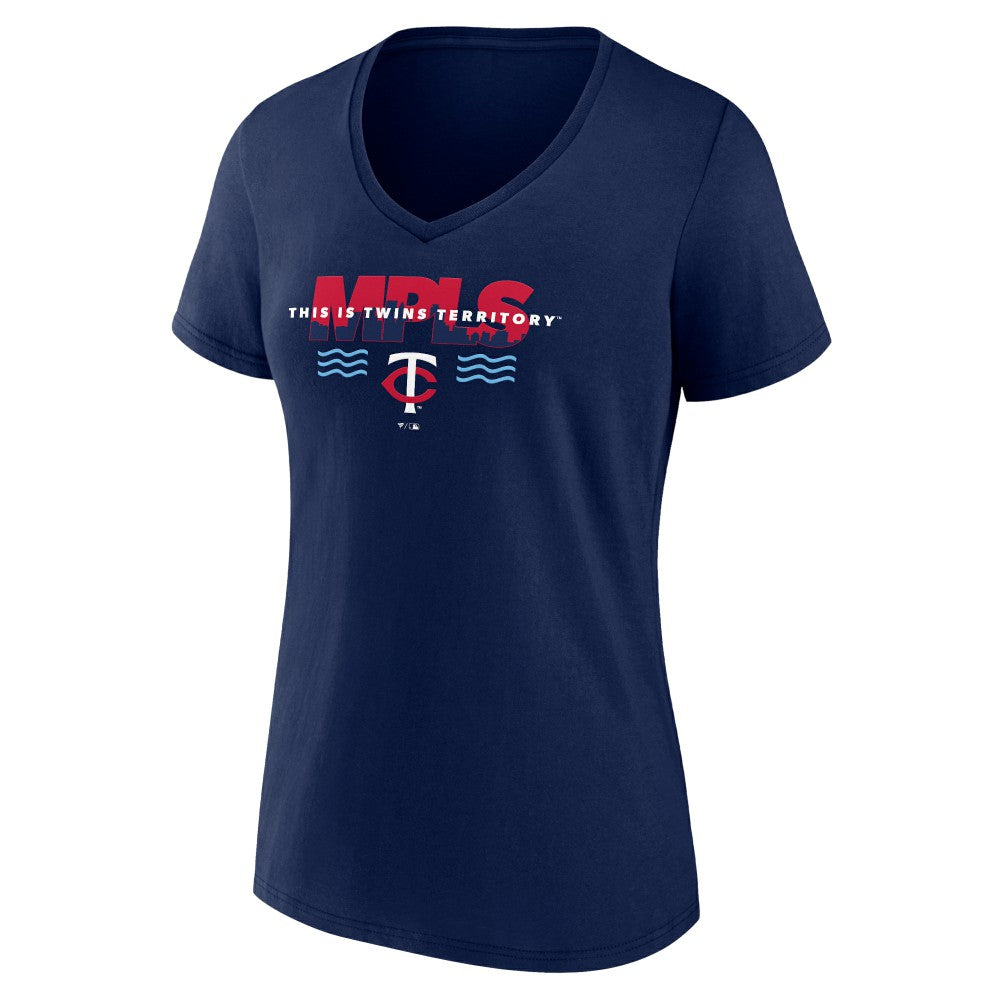 Minnesota Twins Women's Territory V-Neck T-Shirt Navy