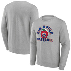 New York Mets Big Apple Baseball Pullover Sweatshirt Gray