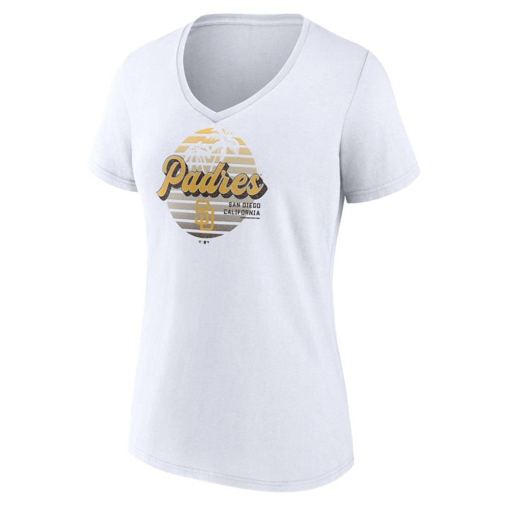 San Diego Padres Women's Palm Trees V-Neck T-Shirt White