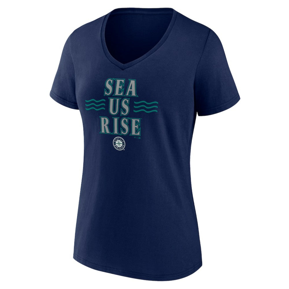 Seattle Mariners Women's Sea Us Rise V-Neck T-Shirt Navy