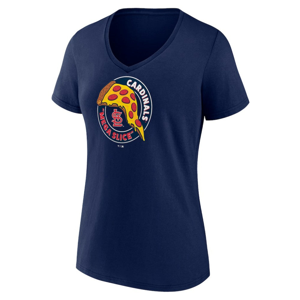 St. Louis Cardinals Women's Mega Slice V-Neck T-Shirt Navy