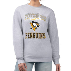 Pittsburgh Penguins G-III 4Her by Carl Banks Women's Team Logo Tri-Blend Fleece Pullover Sweatshirt Heather Gray