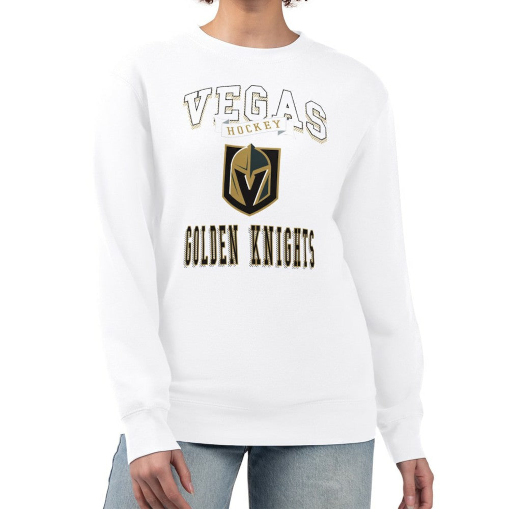 Vegas Golden Knights G-III 4Her by Carl Banks Women's Team Logo Tri-Blend Fleece Pullover Sweatshirt White