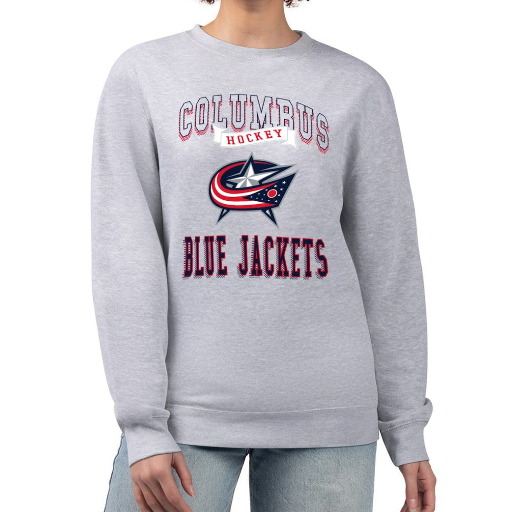 Columbus Blue Jackets G-III 4Her by Carl Banks Women's Team Logo Tri-Blend Fleece Pullover Sweatshirt Heather Gray