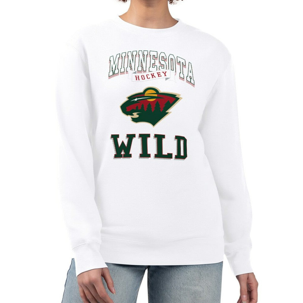 Minnesota Wild G-III 4Her by Carl Banks Women's Team Logo Tri-Blend Fleece Pullover Sweatshirt White