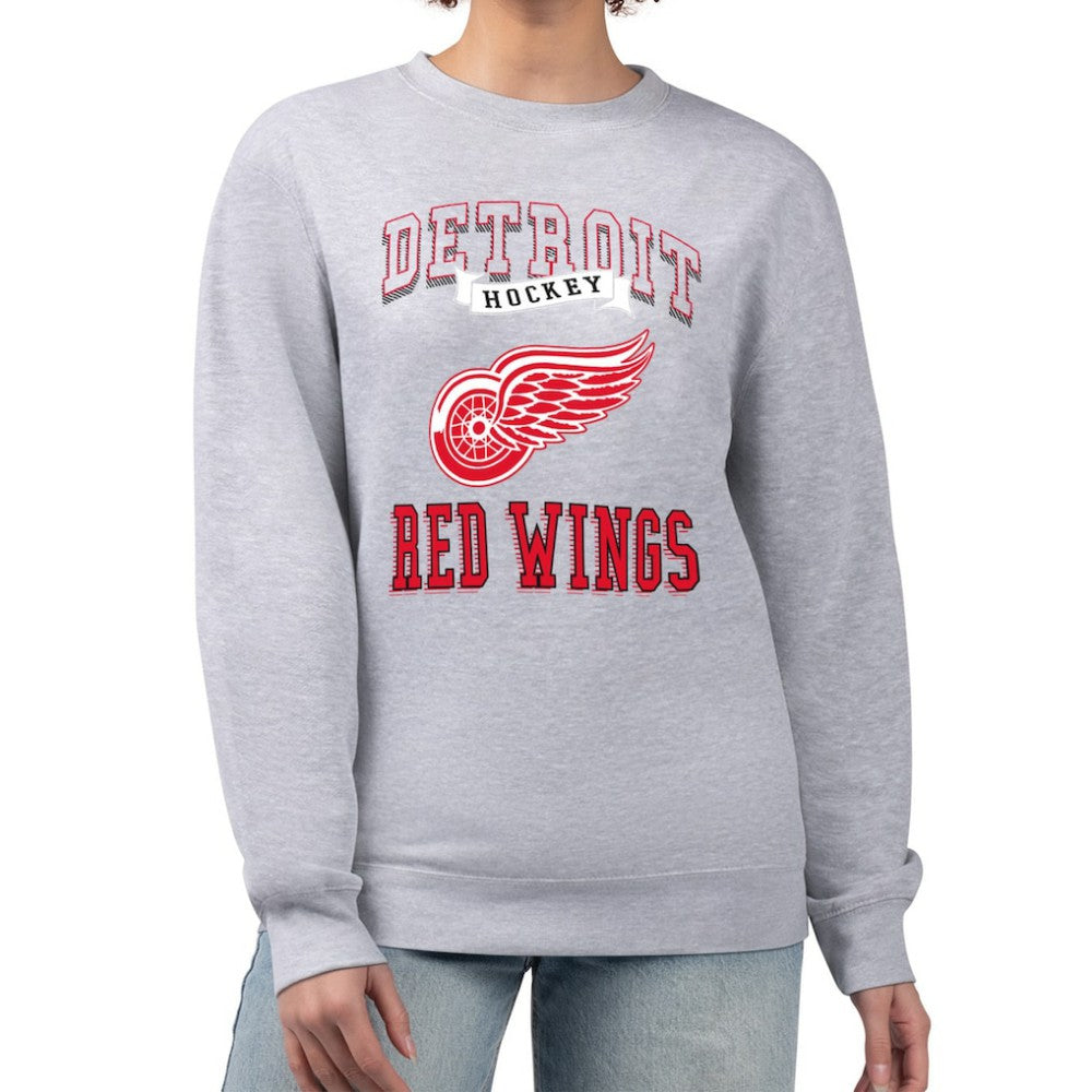 Detroit Red Wings G-III 4Her by Carl Banks Women's Team Logo Tri-Blend Fleece Pullover Sweatshirt Heather Gray