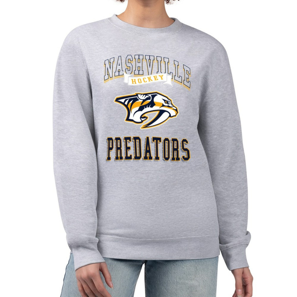 Nashville Predators G-III 4Her by Carl Banks Women's Team Logo Tri-Blend Fleece Pullover Sweatshirt Heather Gray