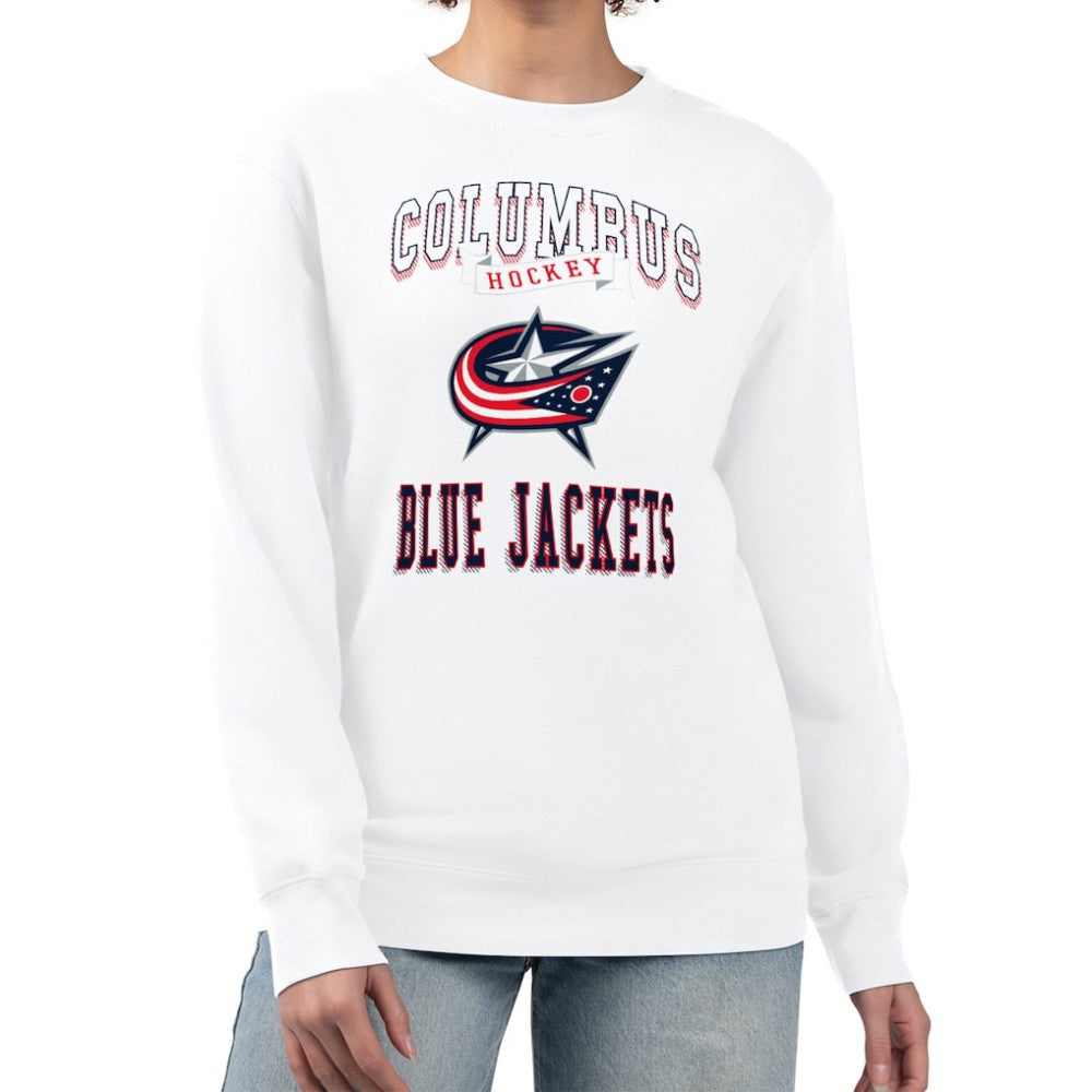 Columbus Blue Jackets G-III 4Her by Carl Banks Women's Team Logo Tri-Blend Fleece Pullover Sweatshirt White