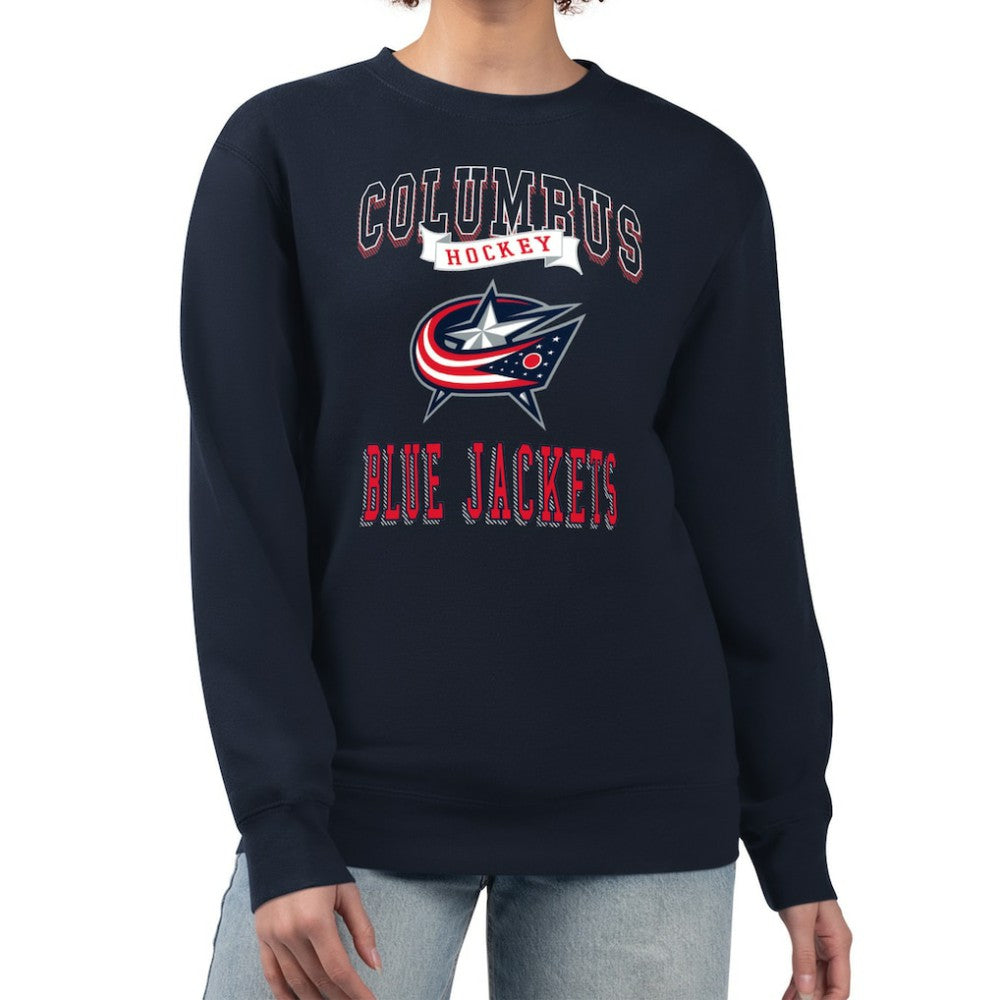 Columbus Blue Jackets G-III 4Her by Carl Banks Women's Team Logo Tri-Blend Fleece Pullover Sweatshirt Navy