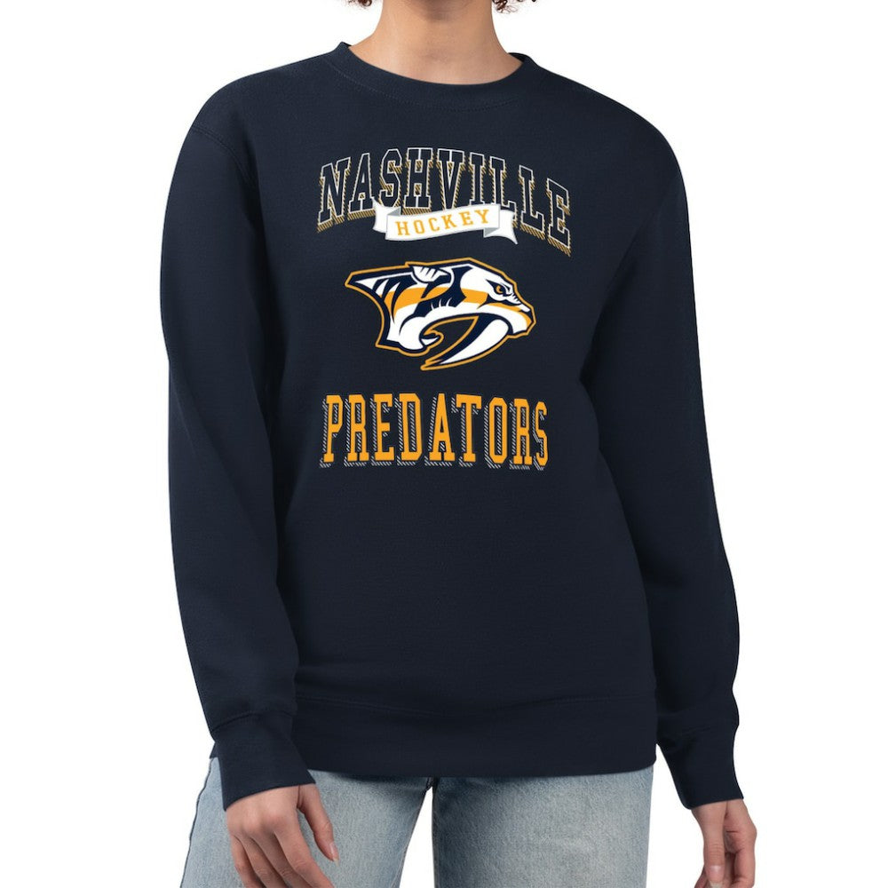Nashville Predators G-III 4Her by Carl Banks Women's Team Logo Tri-Blend Fleece Pullover Sweatshirt Navy