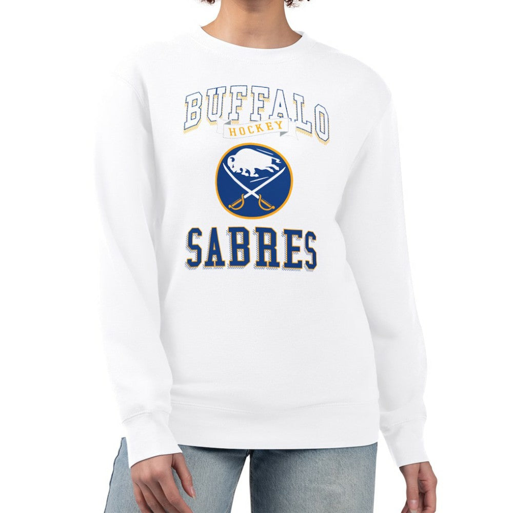 Buffalo Sabres G-III 4Her by Carl Banks Women's Team Logo Tri-Blend Fleece Pullover Sweatshirt White