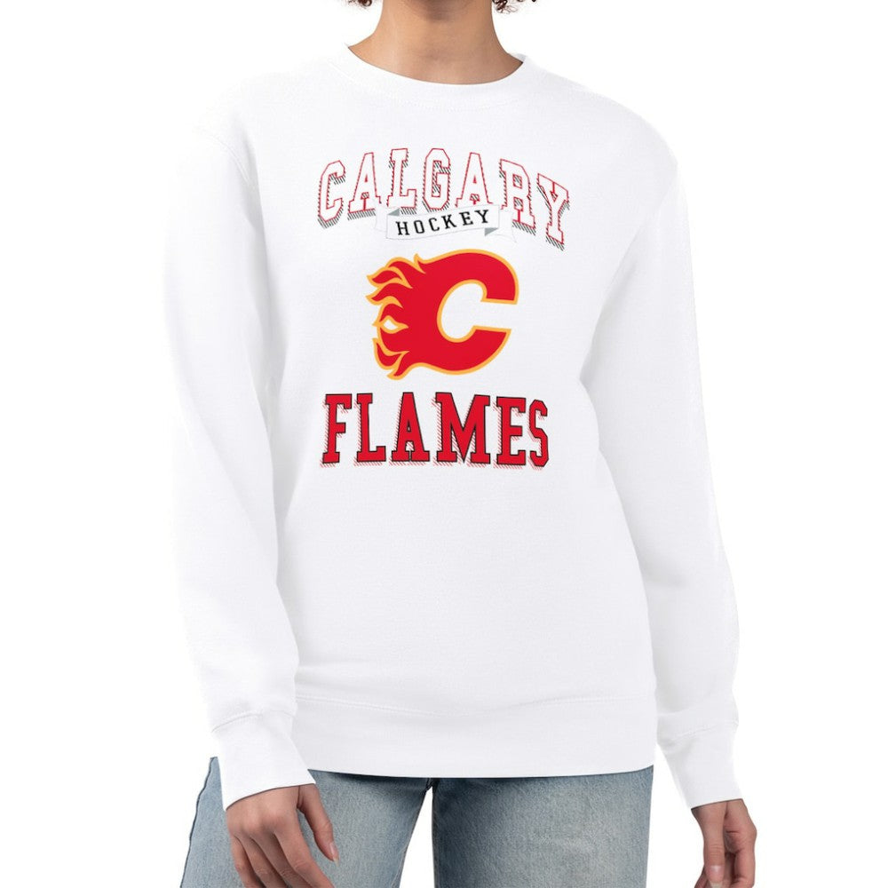 Calgary Flames G-III 4Her by Carl Banks Women's Team Logo Tri-Blend Fleece Pullover Sweatshirt White