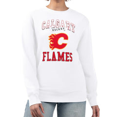 Calgary Flames G-III 4Her by Carl Banks Women's Team Logo Tri-Blend Fleece Pullover Sweatshirt White
