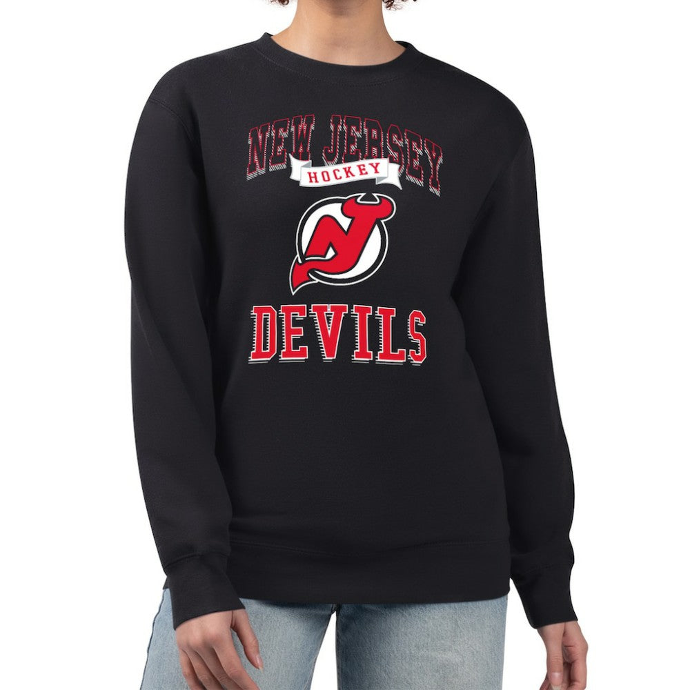 New Jersey Devils G-III 4Her by Carl Banks Women's Team Logo Tri-Blend Fleece Pullover Sweatshirt Black