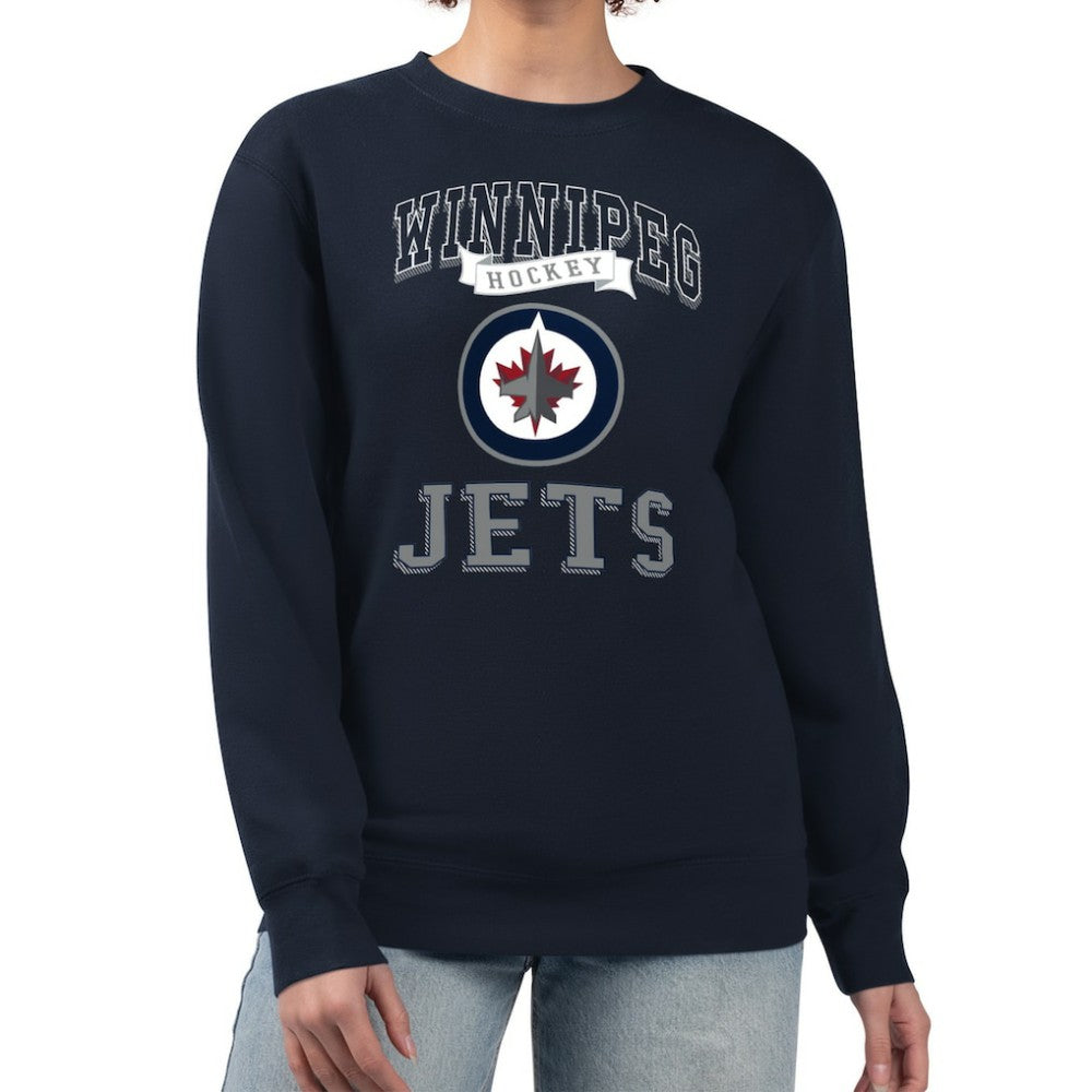 Winnipeg Jets G-III 4Her by Carl Banks Women's Team Logo Tri-Blend Fleece Pullover Sweatshirt Navy