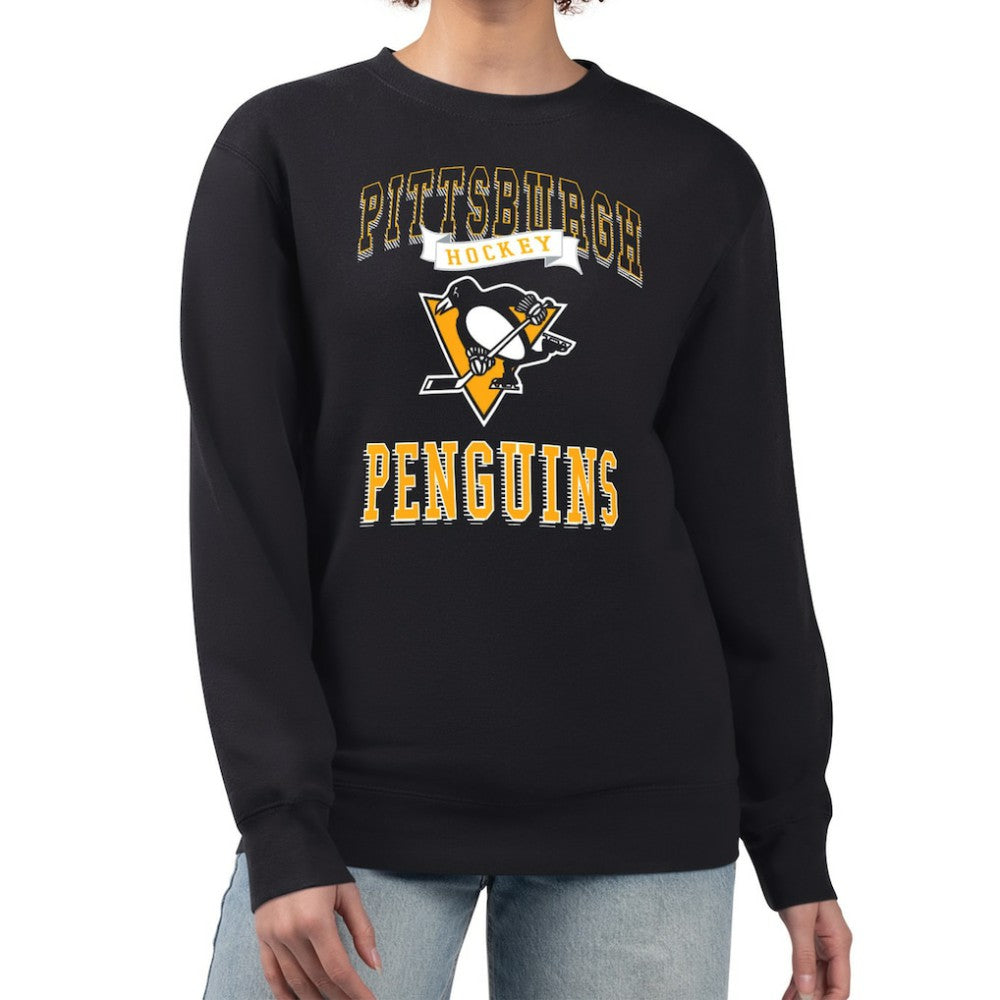 Pittsburgh Penguins G-III 4Her by Carl Banks Women's Team Logo Tri-Blend Fleece Pullover Sweatshirt Black