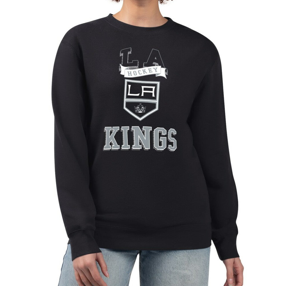 Los Angeles Kings G-III 4Her by Carl Banks Women's Team Logo Tri-Blend Fleece Pullover Sweatshirt Black