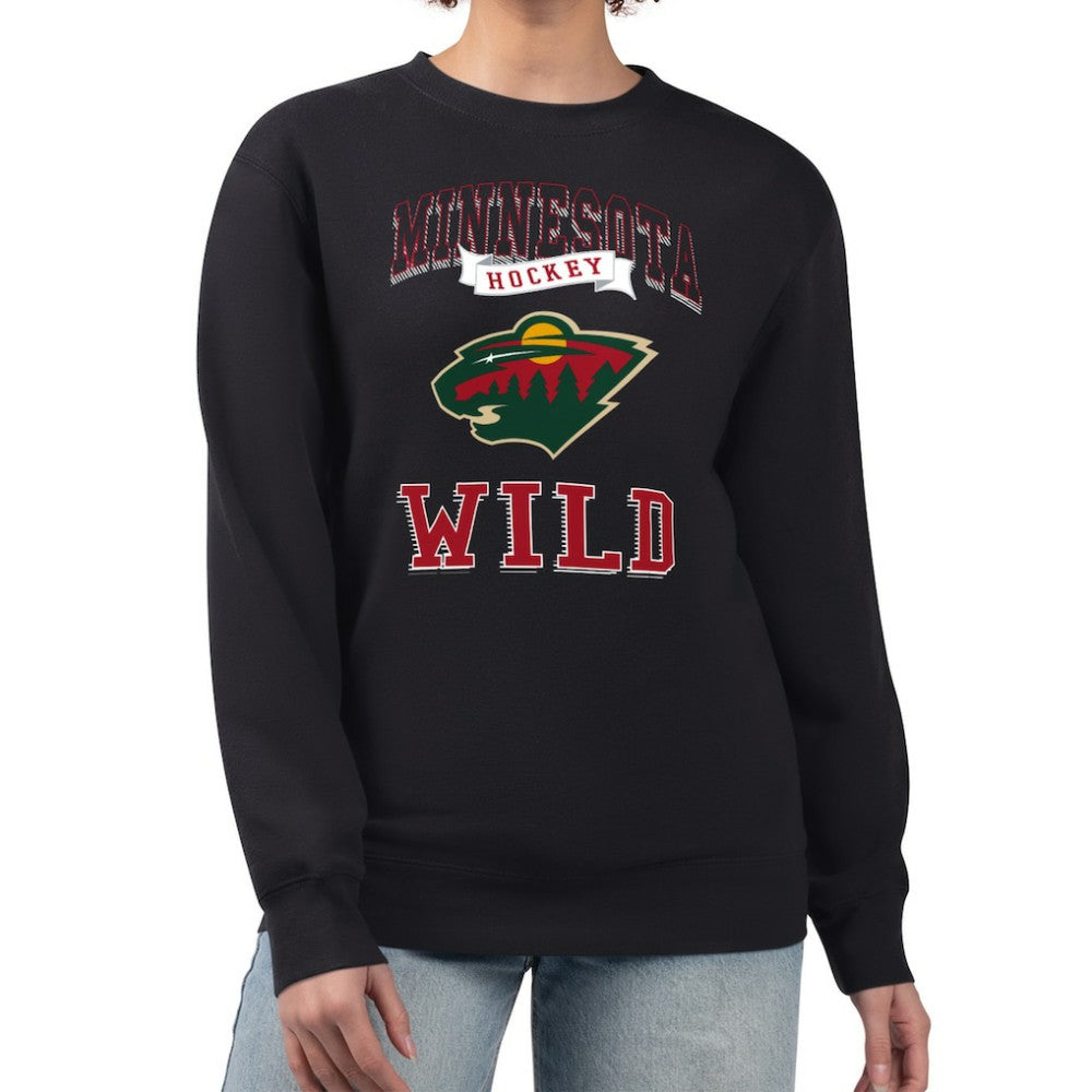 Minnesota Wild G-III 4Her by Carl Banks Women's Team Logo Tri-Blend Fleece Pullover Sweatshirt Black