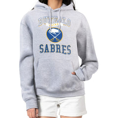 Buffalo Sabres G-III 4Her by Carl Banks Women's Team Logo Tri-Blend Fleece Pullover Hoodie Heather Gray