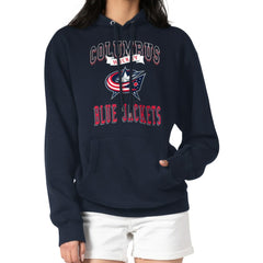 Columbus Blue Jackets G-III 4Her by Carl Banks Women's Team Logo Tri-Blend Fleece Pullover Hoodie Navy