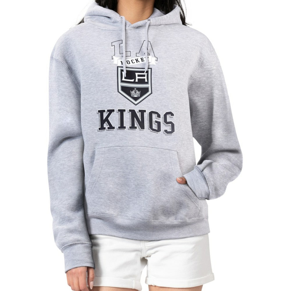 Los Angeles Kings G-III 4Her by Carl Banks Women's Team Logo Tri-Blend Fleece Pullover Hoodie Heather Gray