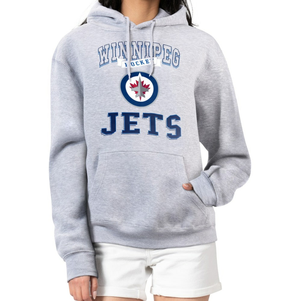 Winnipeg Jets G-III 4Her by Carl Banks Women's Team Logo Tri-Blend Fleece Pullover Hoodie Heather Gray