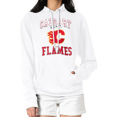 Calgary Flames G-III 4Her by Carl Banks Women's Team Logo Tri-Blend Fleece Pullover Hoodie White