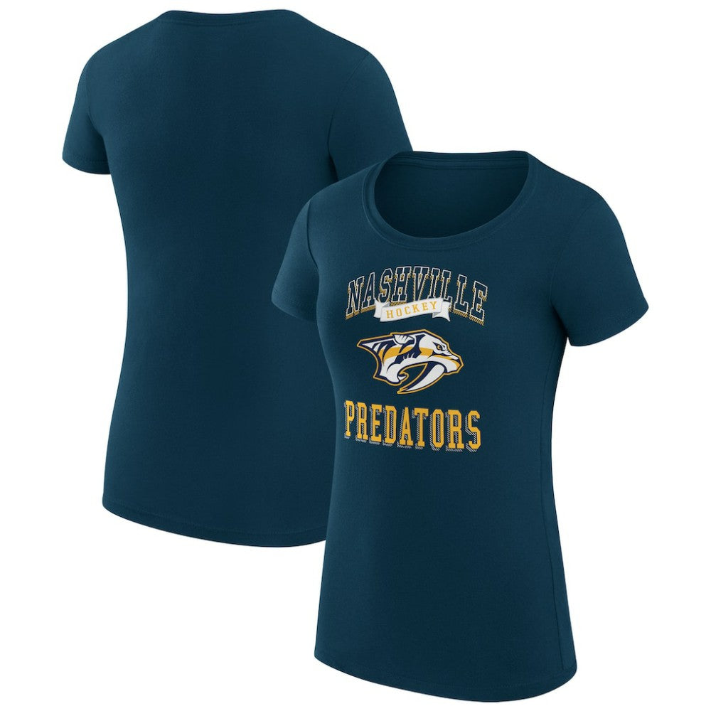 Nashville Predators G-III 4Her by Carl Banks Women's Super-Slim Fit Lightweight Team Logo Graphic T-Shirt Navy