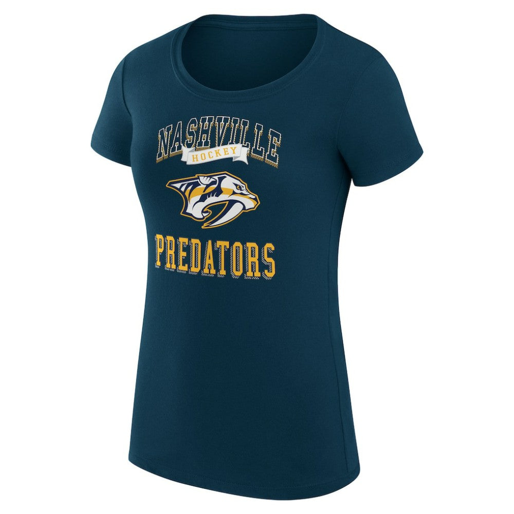Nashville Predators G-III 4Her by Carl Banks Women's Super-Slim Fit Lightweight Team Logo Graphic T-Shirt Navy