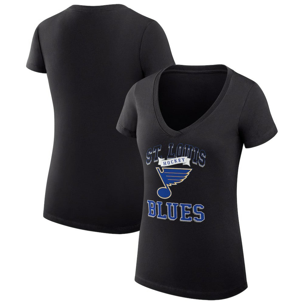 St. Louis Blues G-III 4Her by Carl Banks Women's Super-Slim Fit Lightweight Team Logo Graphic V-Neck T-Shirt Black
