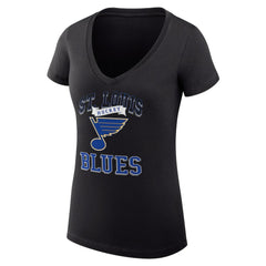 St. Louis Blues G-III 4Her by Carl Banks Women's Super-Slim Fit Lightweight Team Logo Graphic V-Neck T-Shirt Black