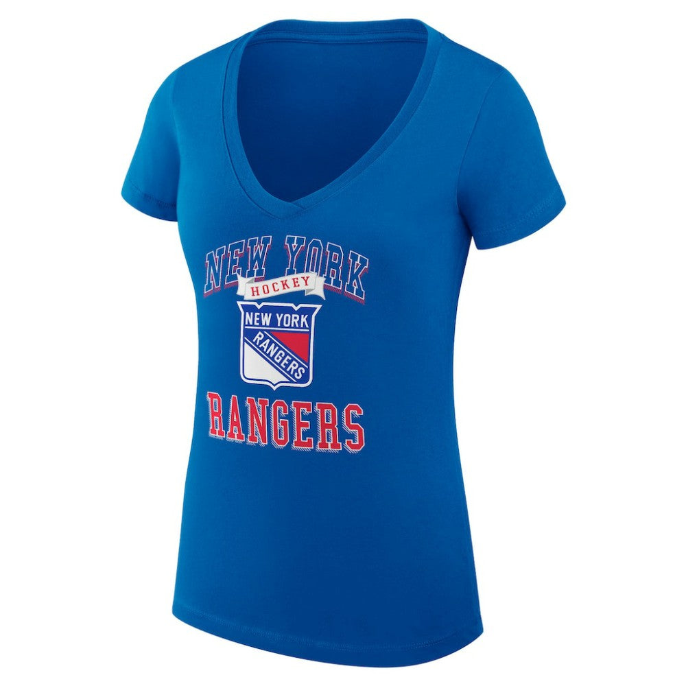 New York Rangers G-III 4Her by Carl Banks Women's Super-Slim Fit Lightweight Team Logo Graphic V-Neck T-Shirt Blue