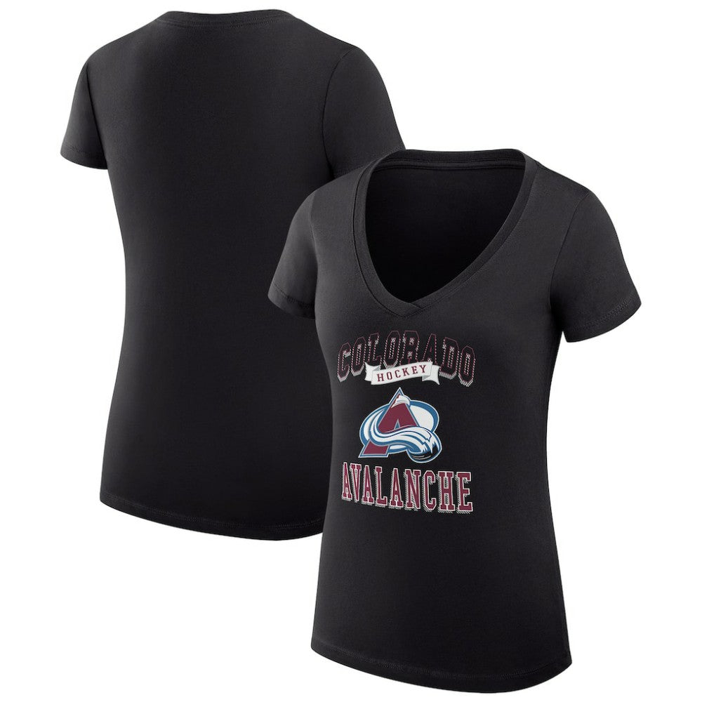 Colorado Avalanche G-III 4Her by Carl Banks Women's Super-Slim Fit Lightweight Team Logo Graphic V-Neck T-Shirt Black