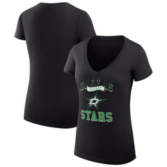 Dallas Stars G-III 4Her by Carl Banks Women's Super-Slim Fit Lightweight Team Logo Graphic V-Neck T-Shirt Black