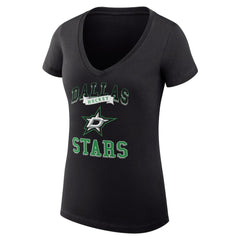 Dallas Stars G-III 4Her by Carl Banks Women's Super-Slim Fit Lightweight Team Logo Graphic V-Neck T-Shirt Black