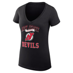 New Jersey Devils G-III 4Her by Carl Banks Women's Super-Slim Fit Lightweight Team Logo Graphic V-Neck T-Shirt Black