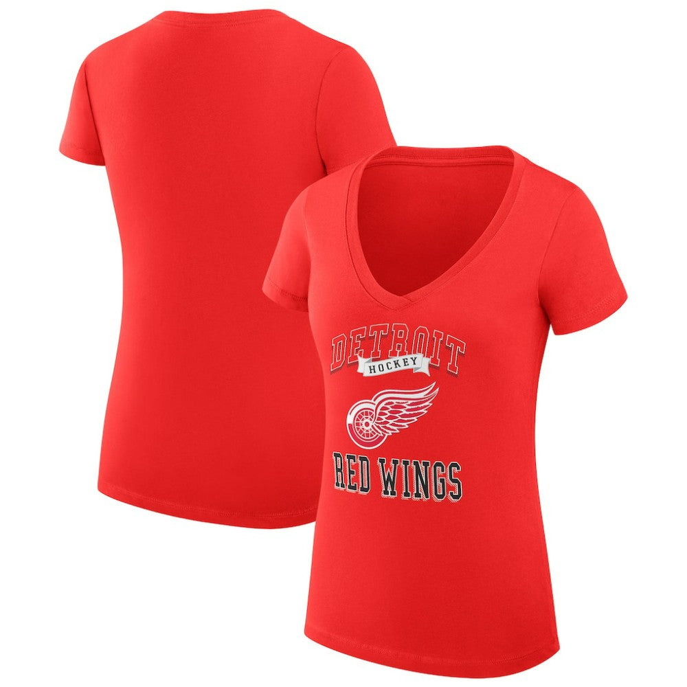 Detroit Red Wings G-III 4Her by Carl Banks Women's Super-Slim Fit Lightweight Team Logo Graphic V-Neck T-Shirt Red