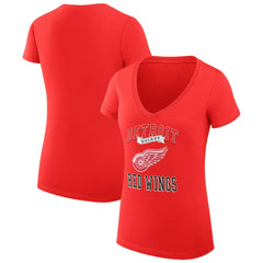 Detroit Red Wings G-III 4Her by Carl Banks Women's Super-Slim Fit Lightweight Team Logo Graphic V-Neck T-Shirt Red