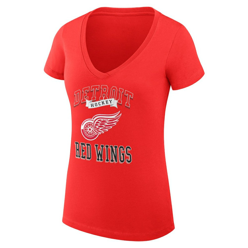 Detroit Red Wings G-III 4Her by Carl Banks Women's Super-Slim Fit Lightweight Team Logo Graphic V-Neck T-Shirt Red