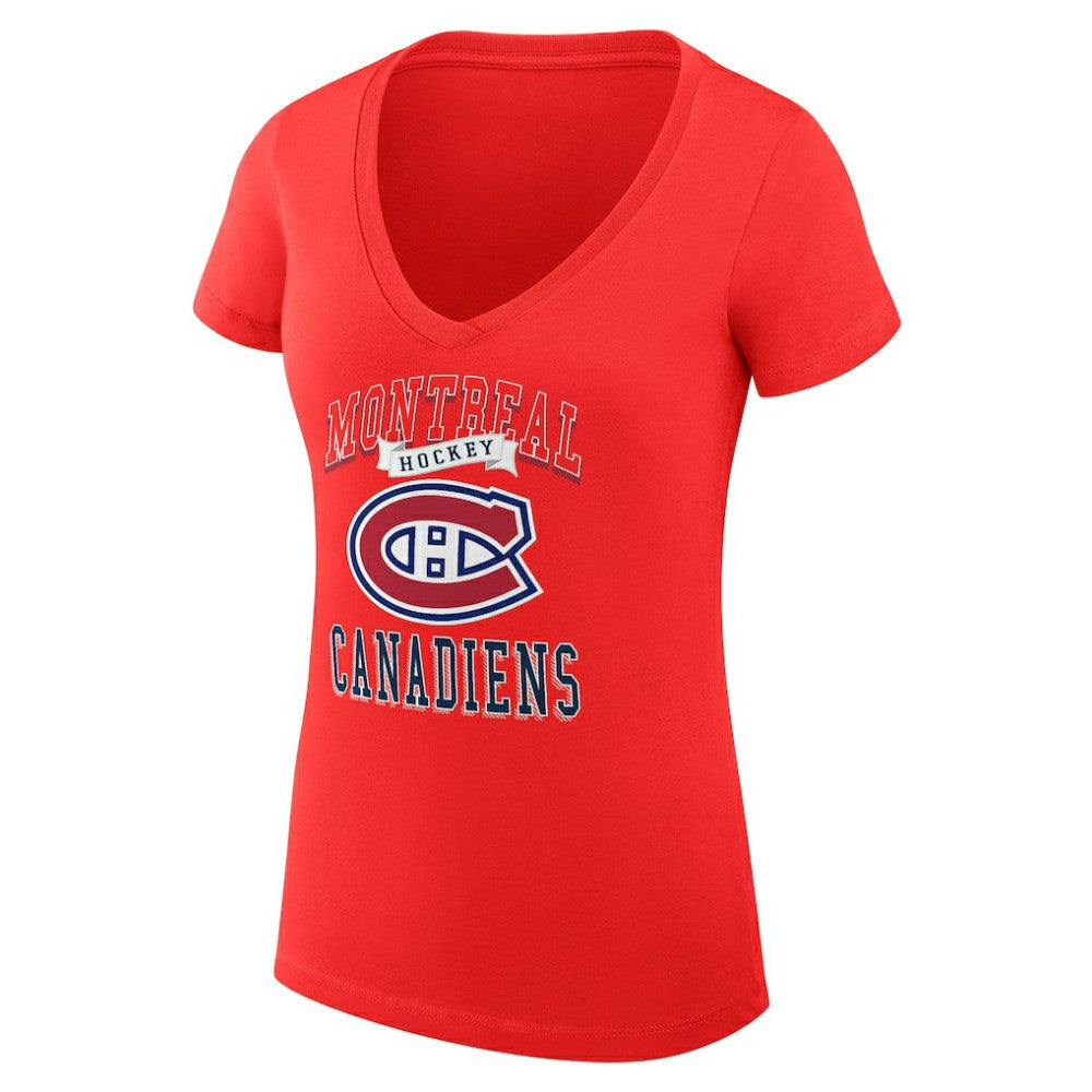 Montreal Canadiens G-III 4Her by Carl Banks Women's Super-Slim Fit Lightweight Team Logo Graphic V-Neck T-Shirt Red