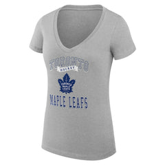 Toronto Maple Leafs G-III 4Her by Carl Banks Women's Super-Slim Fit Lightweight Team Logo Graphic V-Neck T-Shirt Heather Gray