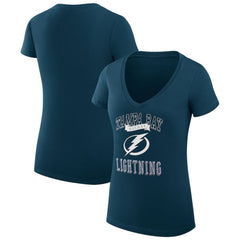 Tampa Bay Lightning G-III 4Her by Carl Banks Women's Super-Slim Fit Lightweight Team Logo Graphic V-Neck T-Shirt Navy