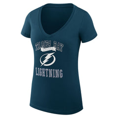 Tampa Bay Lightning G-III 4Her by Carl Banks Women's Super-Slim Fit Lightweight Team Logo Graphic V-Neck T-Shirt Navy