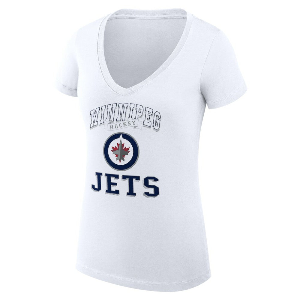 Winnipeg Jets G-III 4Her by Carl Banks Women's Super-Slim Fit Lightweight Team Logo Graphic V-Neck T-Shirt White