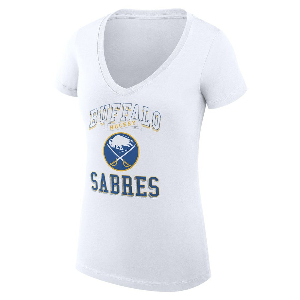 Buffalo Sabres G-III 4Her by Carl Banks Women's Super-Slim Fit Lightweight Team Logo Graphic V-Neck T-Shirt White